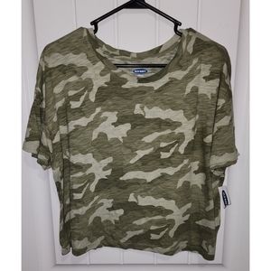 Old Navy camo camouflage crop tee cropped t shirt NEW NWT large oversized fit